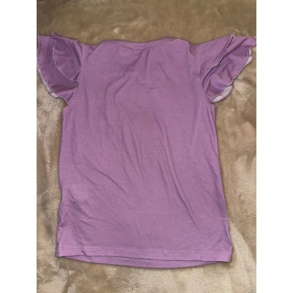 Disney Princess PatPat Purple Flutter Sleeve Graphic T-Shirt Kids 4-5Y Tiana (D) - Picture 2 of 3